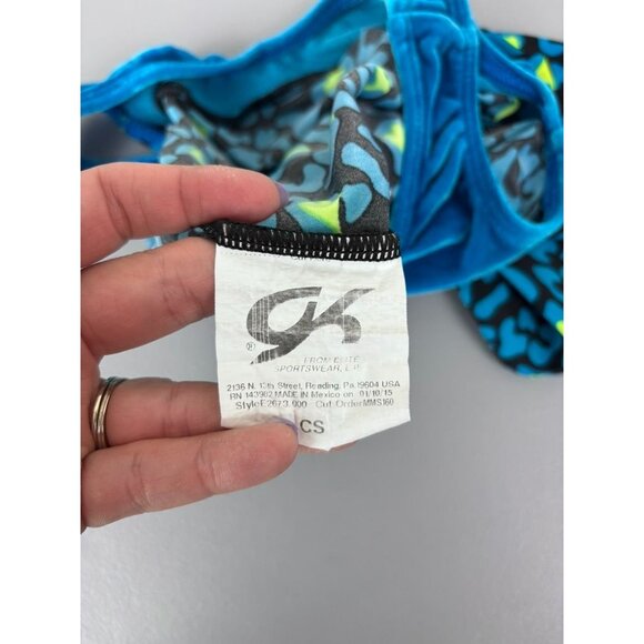 GK Elite child small blue black sleeveless animal print gymnastics dance leotard - Picture 5 of 5
